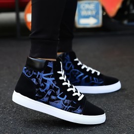 Trendy Men's High Top Sneakers - Non-Slip, Comfortable Lace-Up, Multi-Season Street Style Footwear