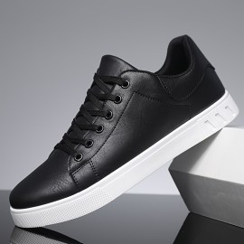 Plus Size Men's Solid Colour Vintage Low Top Skateboard Shoes, Comfy Non Slip Lace Up Durable Sneakers, Men's Footwear