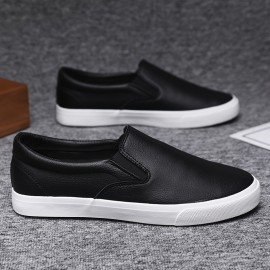 Plus Size Men's Solid Colour Slip On Skateboard Shoes, Comfy Non Slip Durable Casual Sneakers For Men's Outdoor Activities