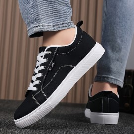 Men's Classic Low Top Skateboard Shoes, Comfy Non Slip Casual Rubber Sole Lace Up Canvas Shoes For Men's Outdoor Activities