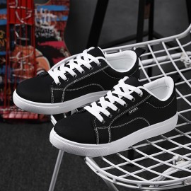 Men's Classic Low Top Skateboard Shoes, Comfy Non Slip Casual Rubber Sole Lace Up Canvas Shoes For Men's Outdoor Activities