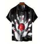 Men's 3D Graphic Print Bowling Shirt - Stylish Short Sleeve Lapel Shirt for Summer Outdoor Activities - Great Gift for Men