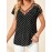 Polka-dot Print Mesh Splicing V-neck Top, Vintage Short Sleeve Top For Spring & Summer, Women's Clothing