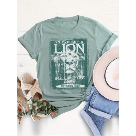 Graphic Pattern Crew Neck T-Shirt, Casual Short Sleeve T-Shirt For Spring & Summer, Women's Clothing