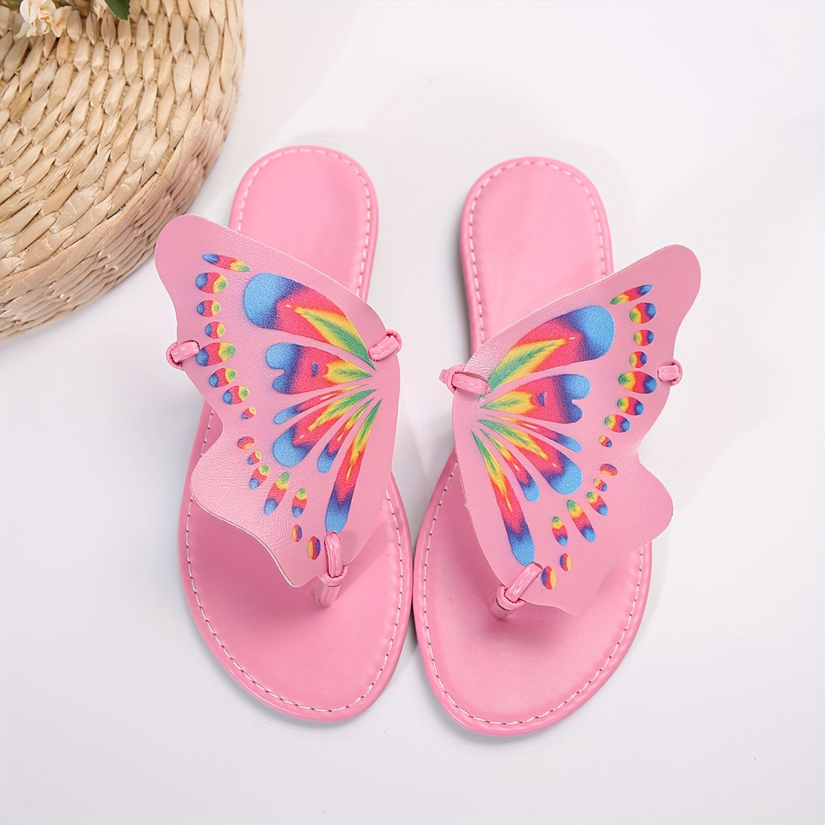 womens butterfly shaped thong sandals slip on soft sole lightweight casual flats non slip summer beach slides details 4