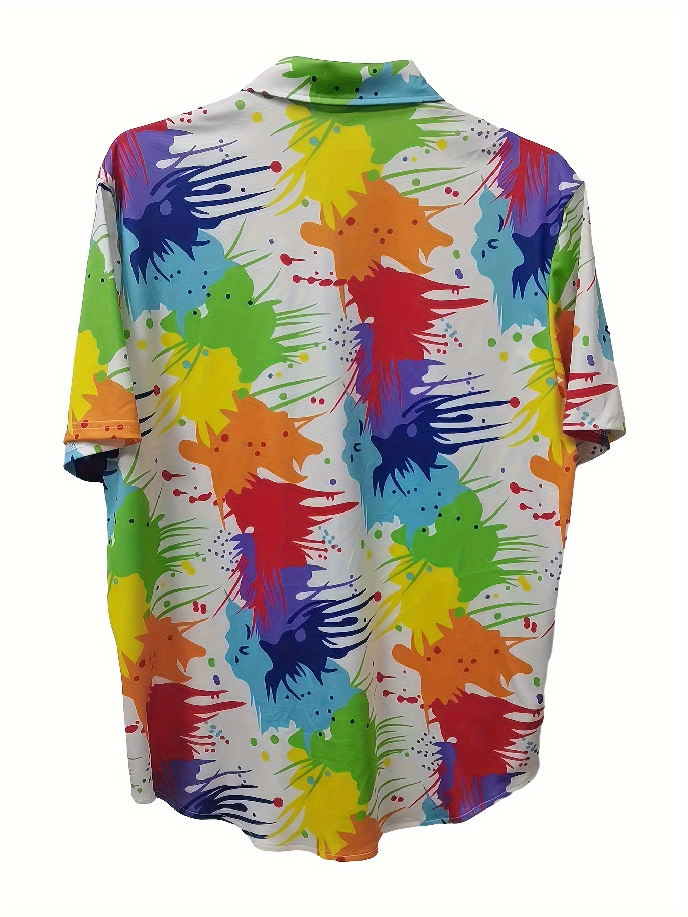 mens casual tie dye button up short sleeve shirt for summer beach resort details 0