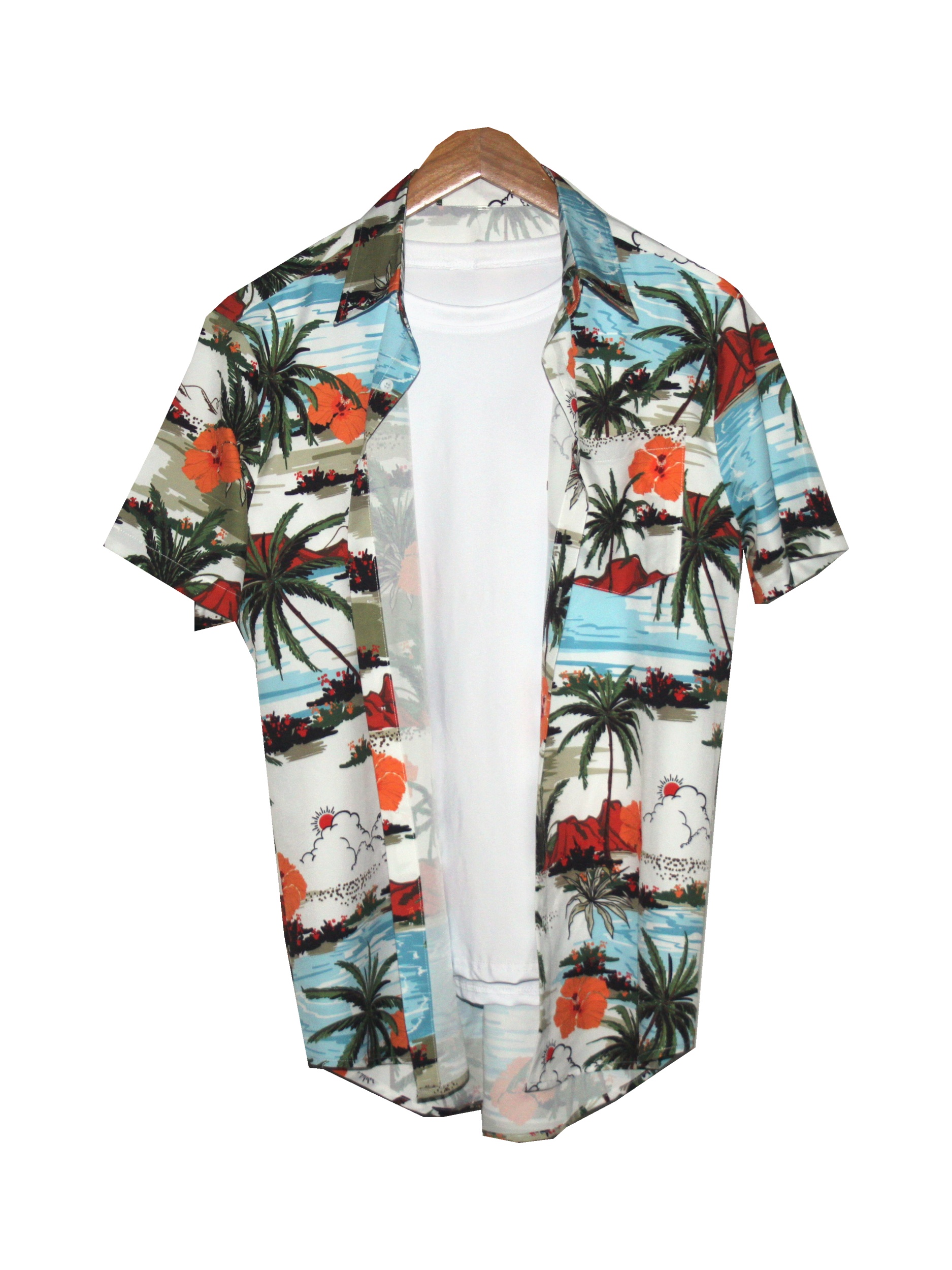 mens beach scenery button up short sleeve hawaiian shirt for summer vacation resort mens shirt details 2